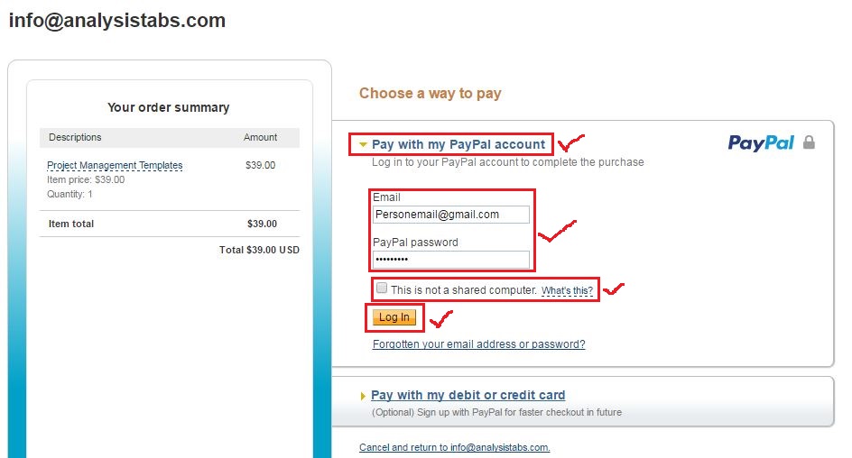 Pay using Paypal