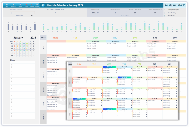 Analysistabs Monthly Excel Calendar Template