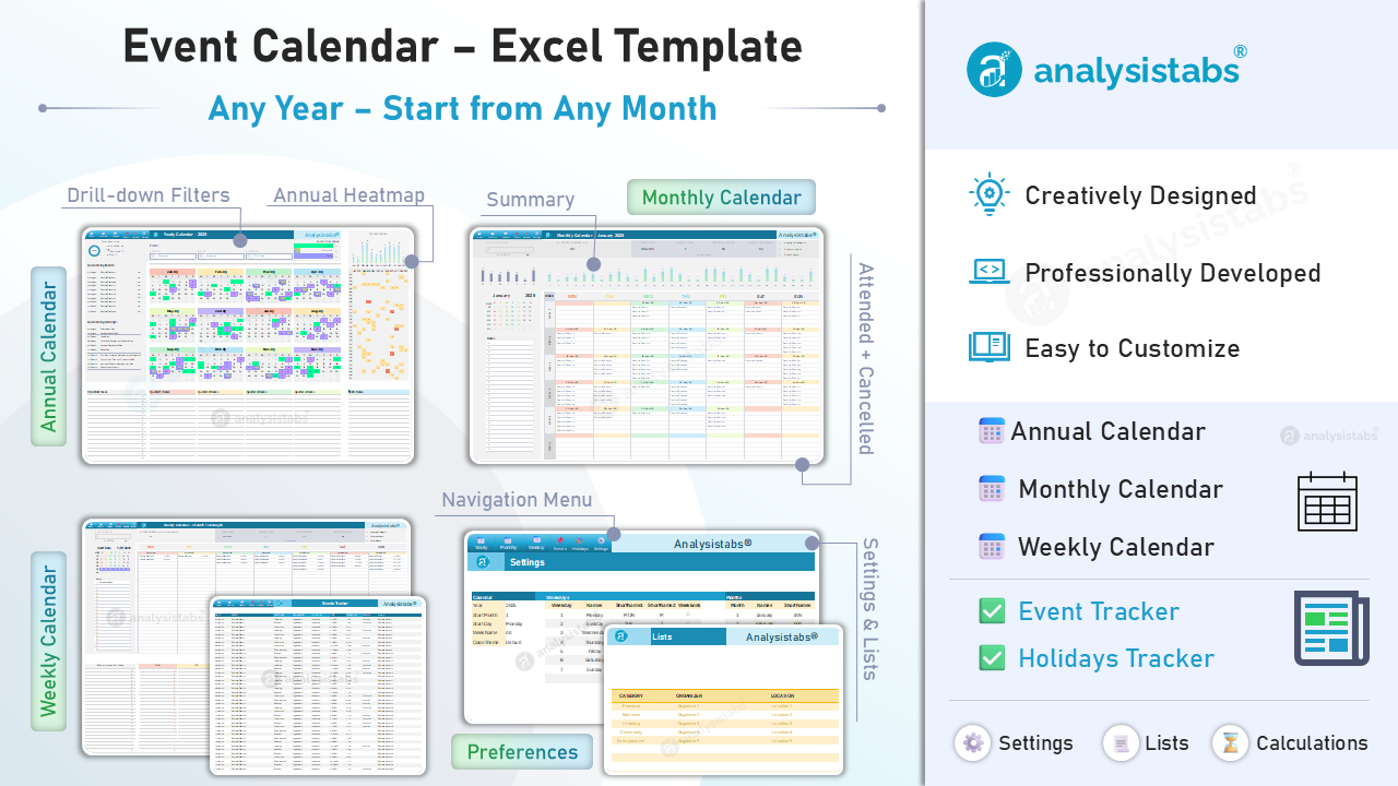 Event Calendar Excel Template for Any Year Event Calendar Excel Template for Any Year