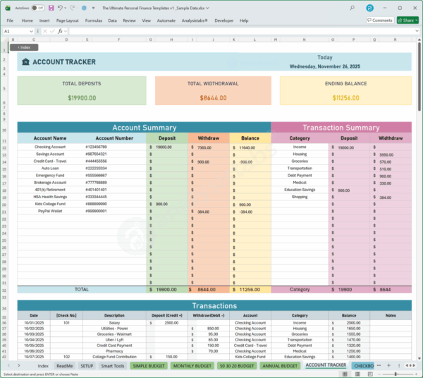 50+ Ultimate Personal Finance Excel Templates | Budget, Debt, Net Worth ...