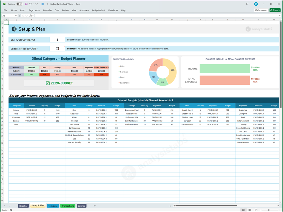 Budget by Paycheck Setup and Plan Budget by Paycheck Setup and Plan