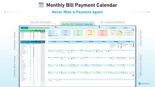 Monthly Bill Payment Calendar