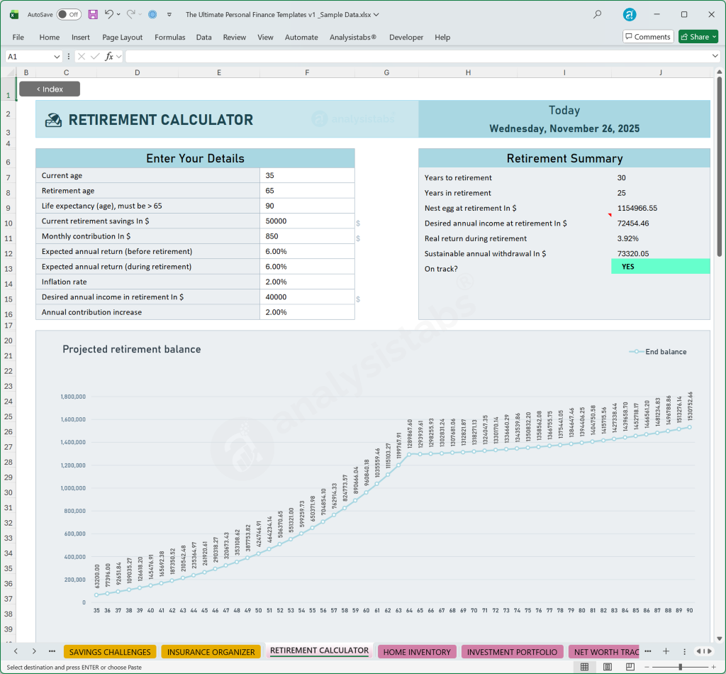 Retirement Calculator Template Budget by Paycheck Setup and Plan