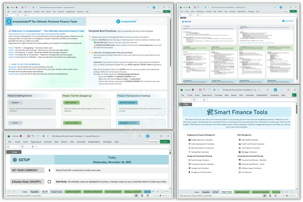 Setup and Smart Tools Template Budget by Paycheck – Transactions