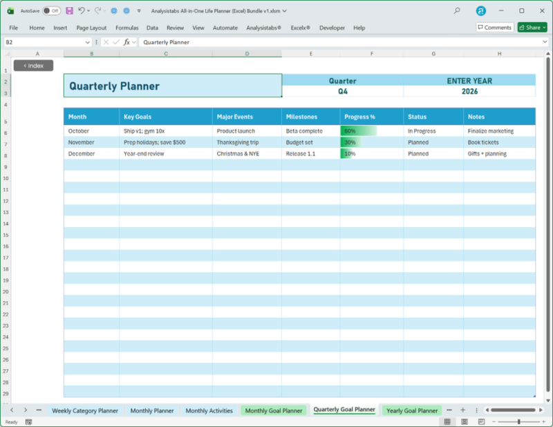 Quarterly Goal Planner
