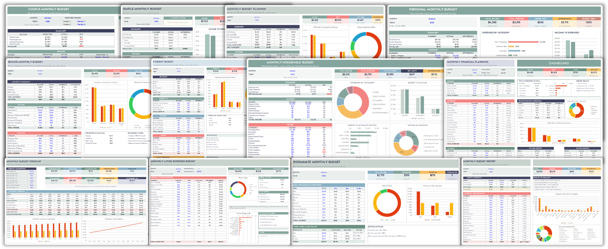 Top 30 Monthly Budget Templates