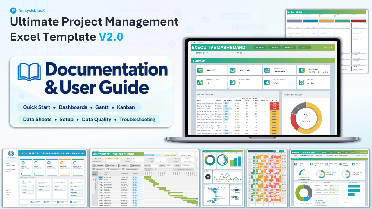Ultimate Project Management Template v2.0 for Excel – dashboards, Gantt and Kanban